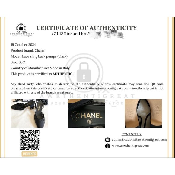 Authentic New CHANEL Interlocking LACE black Slingback Pumps heels SZ36 US5.5 - Picture 8 of 8